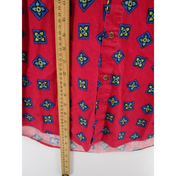 VINTAGE St Johns Bay Shirt Medium 90s Button Down Hawaiian Floral Camp - Picture 4 of 10